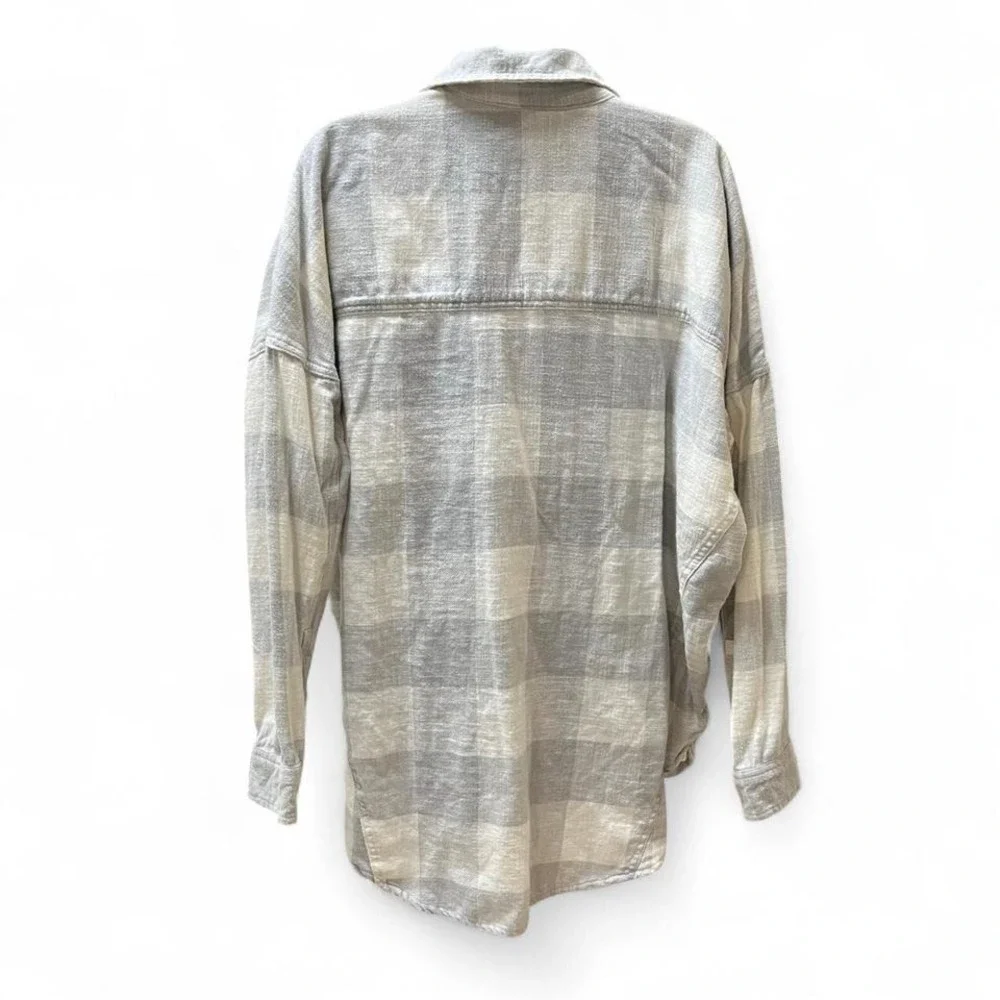 American Eagle Oversized Plaid Cotton Quarter Button Flannel Shirt Small